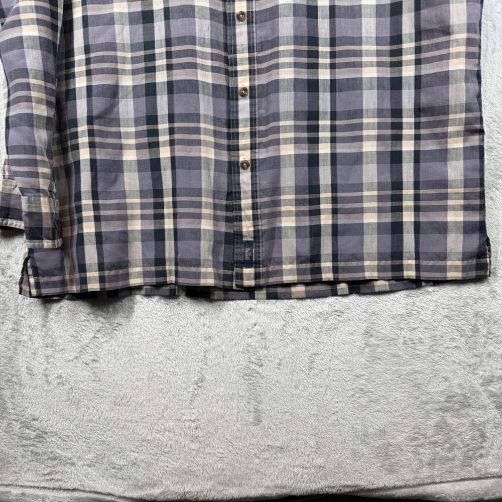 BD Baggies Mens Chatham Cloth Plaid Button Down Shirt Grey Black Tan Large - Picture 7 of 16